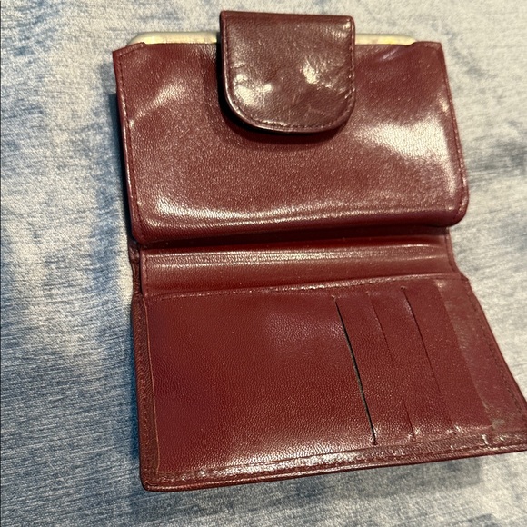 VINTAGE 70s genuine Kidskin leather Embossed Wallet double Kisslocks - Picture 2 of 7